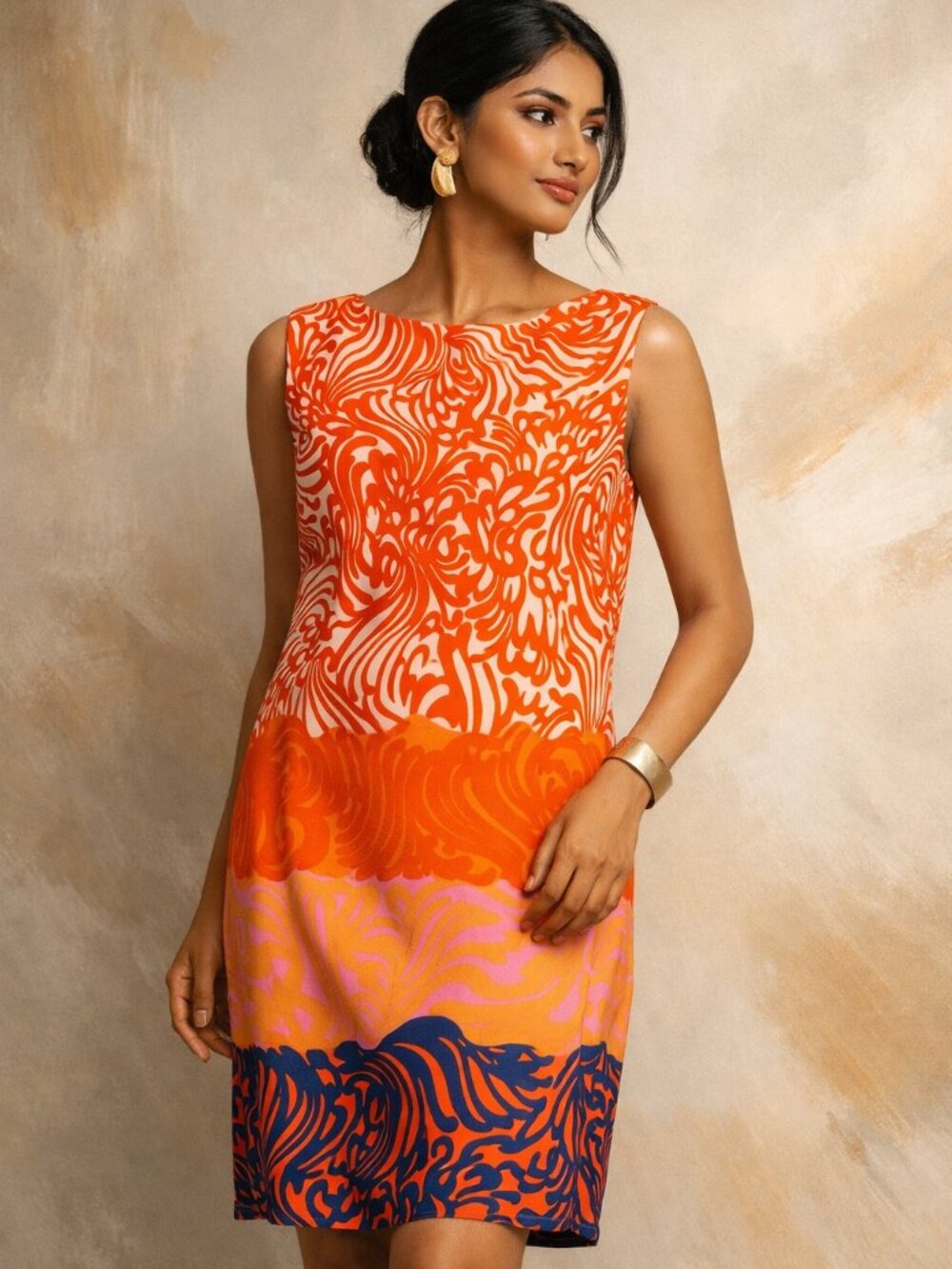 Muse Abstract Print Sleeveless sheath shift Day to Night Dress Size 8